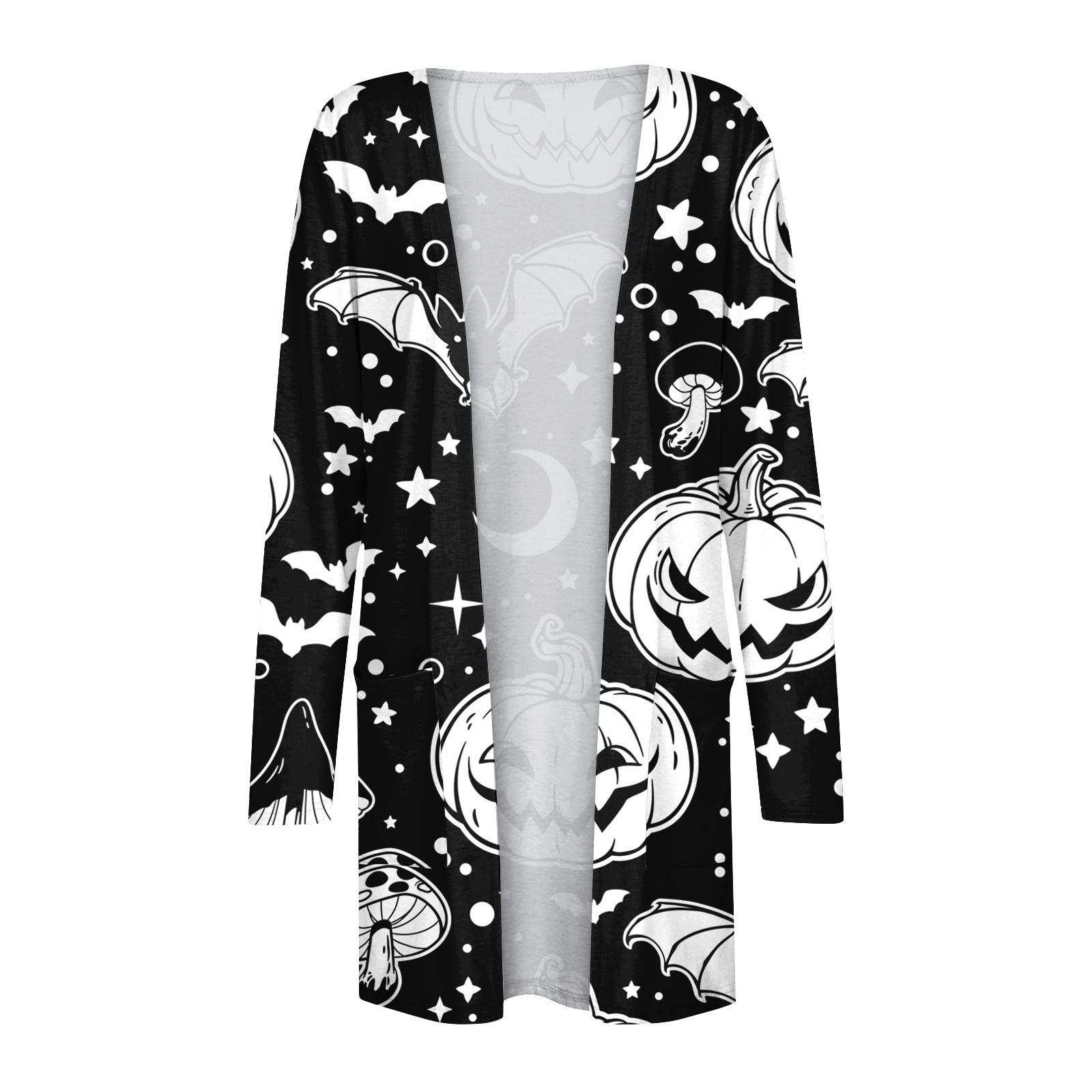 Женская мода Свободные повседневные карманные куртки-кардиганы на Хэллоуин с длинными — фото 5