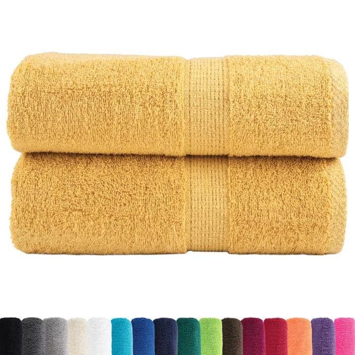 VidaXL Serviettes d'invité de Qualité Supérieure 2 pcs, Draps de Bain, Essuie-mains, Serviette de Visage Salle de Bain, Doré 137278