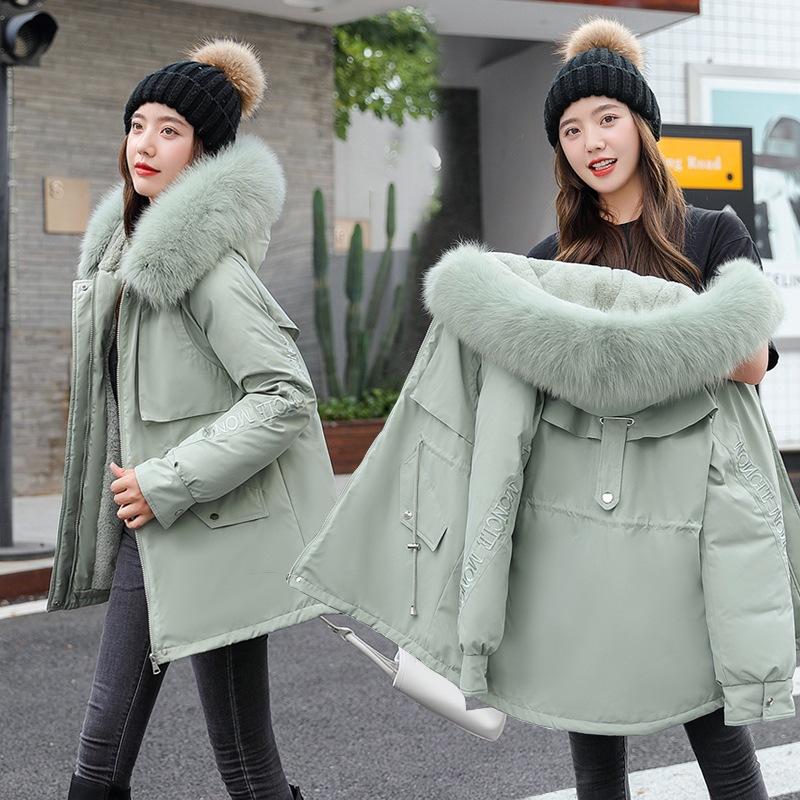 

Женская одежда средней длины и длинная одежда женская зимняя новая бархатная свободная теплая хлопковая одежда толстое пальто XXXL