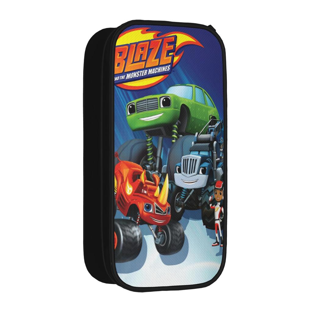 Large Pen Box Blaze and the Monster Machines Merch Double Layer Pencilcase Girl Makeup Bags Amazing Gift