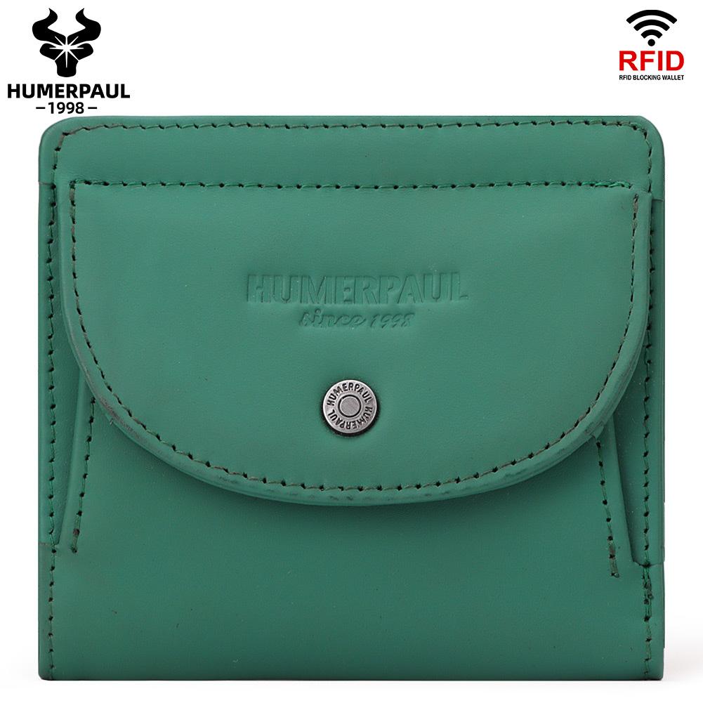 Humerpaul Ladies Clutch First Layer Cowhide Wallet Thin Wallet Large Capacity Coin Bag with Photo Window Coin Purse