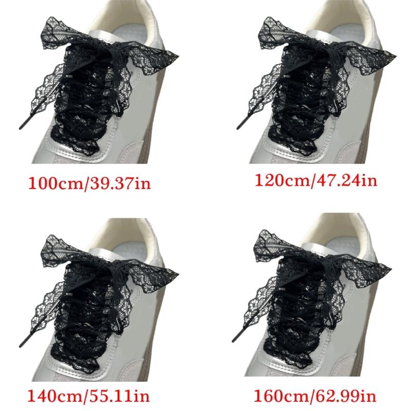 1 Paar Elegante Spitzen-Schnürsenkel für Damen und Mädchen Freizeitschuhe Sneaker 3 cm Breit Flache Schnürsenkel Ersatz