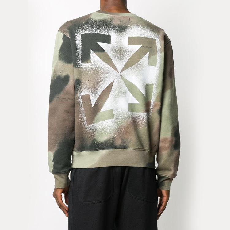 Off-White Camo Stencil Crewneck Green Men Tops OMBA025E20FLE0086001
