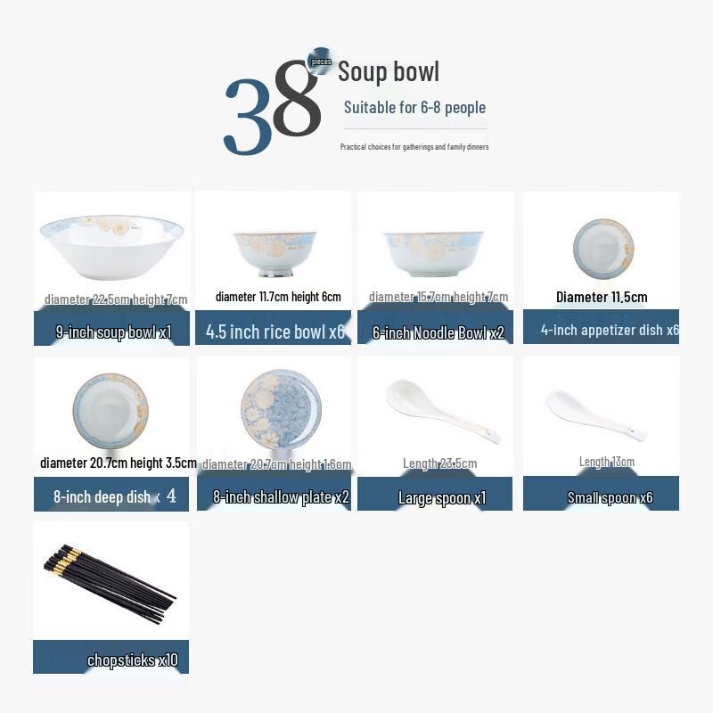 Linpan 38-Piece Dinnerware Set