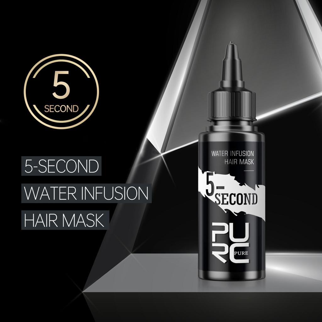PURC Five Second Water Hair Mask Fury, Dry, and Fluffy Care Huile liquide cuite au four, masque capillaire lisse et revitalisant sans vapeur