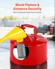 Safety Gas Can, 9.5 L Type I Red Safety Can for Gasoline with Stainless Steel Flame Arrester, Self-Closing Lid, and PE Funnel, Carbon Steel Flammable
