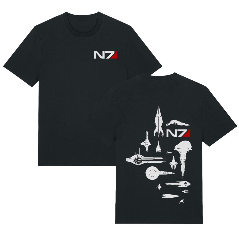 Футболки Mass Effect Звездные Корабли Mass Effect N7 Графический Принт Игровой Мерч Хлопок Топ Унисекс Высокое Качество Мягкая Одежда XS