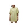 Logo Solid Color Loose Breathable Round Neck Casual Short Sleeve Dress Women Dresses Yellow DO5052-821