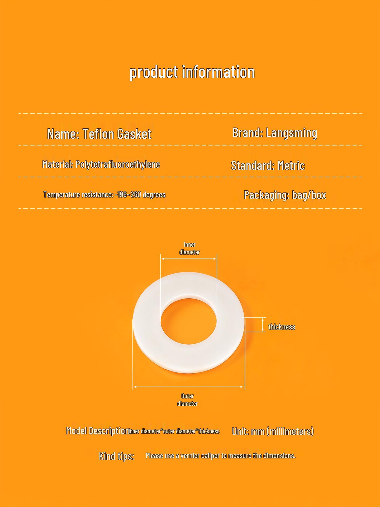 High-Temperature Resistant PTFE Flat Washer: Corrosion-Resistant Sealing Gasket 4*10*0.5 (50 pieces) Black