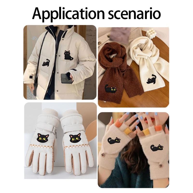 20PCS Black Cats Clothes Sticker Embroidery Patches No Sewing Fabric Stickers For Kids Clothing Backpacks Jackets Repairing