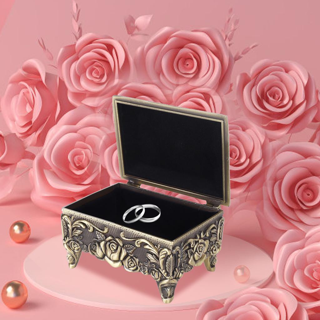 Vintage Jewelry Storage Box Alloy Decorative Large Capacity Jewelry Box for rrings Rings