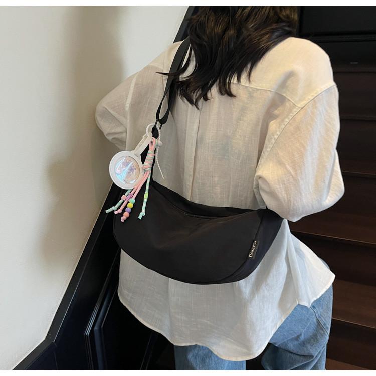 Nylon Messenger Bag For Women With Zipper Closure And Inner Pocket For Daily Use