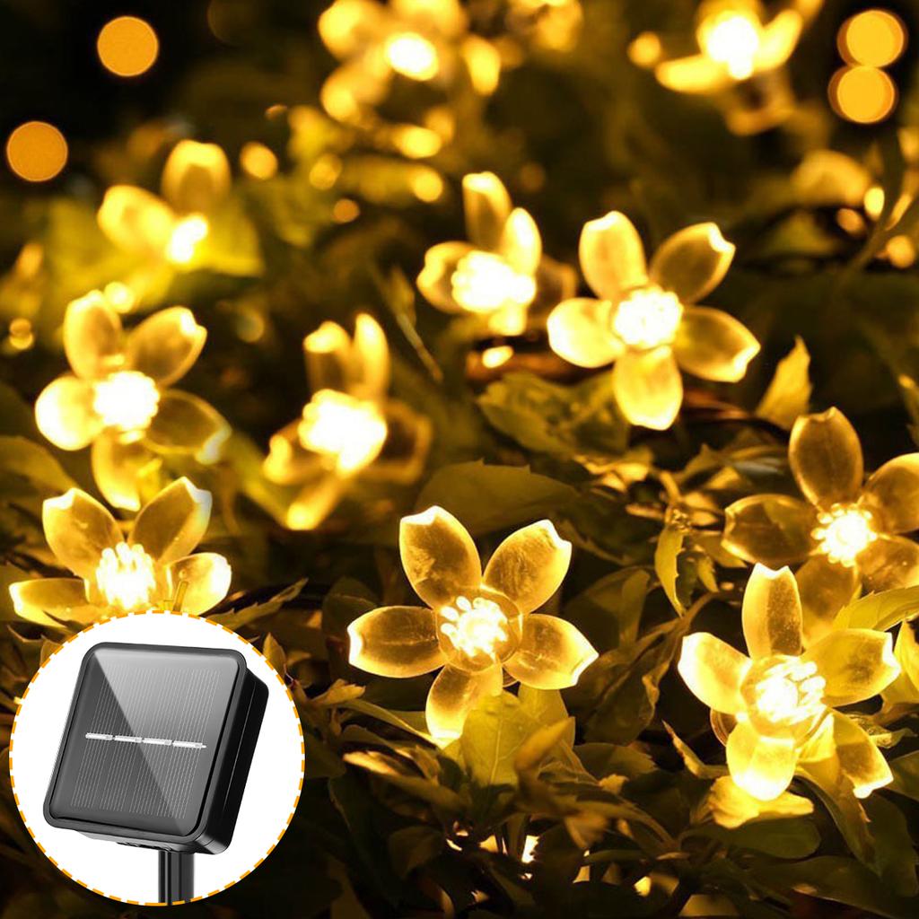 5M 20LED Solar String Lights Outdoor Waterproof Cherry Blossom 8 Mode Battery Operated Flower Lamp Christmas Garden Party Decor