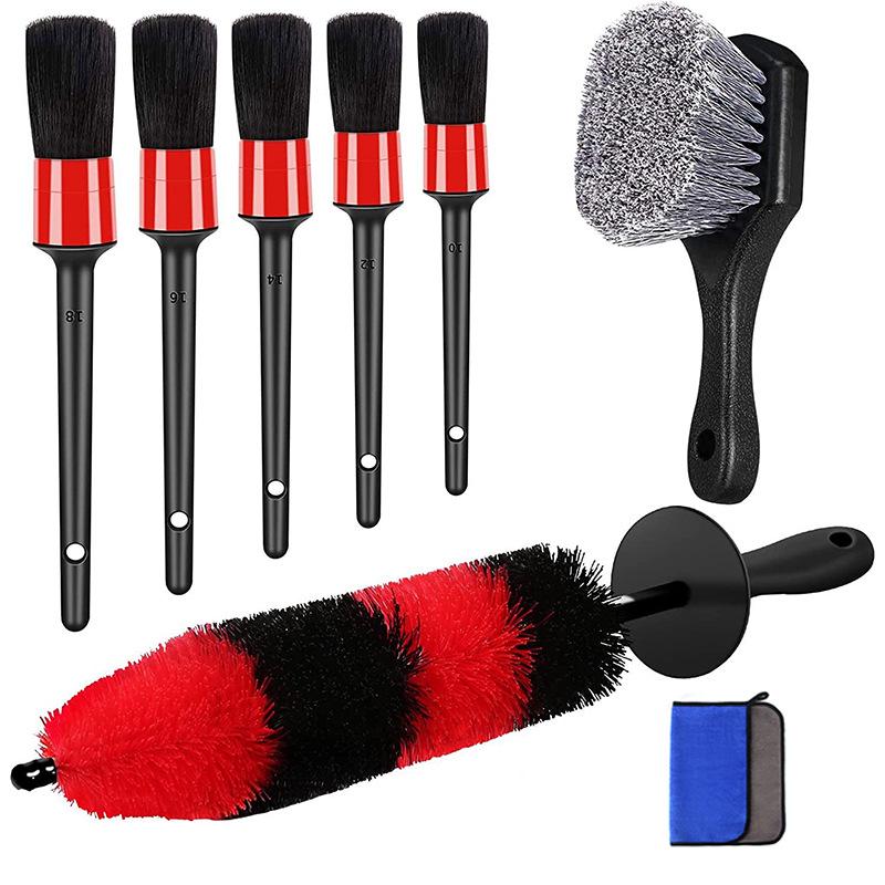 Car Cleaning Kit: Tire & Wheel Brush, Car Wash Tools, Wiping Cloth, Floor Mat Brush