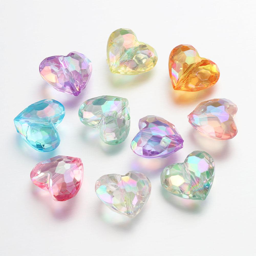 20pcs Acrylic Heart Beads Transparent Loose Spacer Beads for DIY Jewelry Making Pendants Neaklace Bracelet Needlework Material