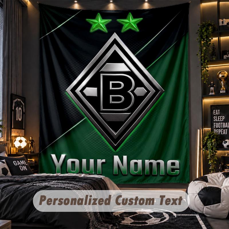 TapestryBorussia Mönchengladbach Custom Name Text Personalized Wall Hanging Tapestry Home Wall Decor