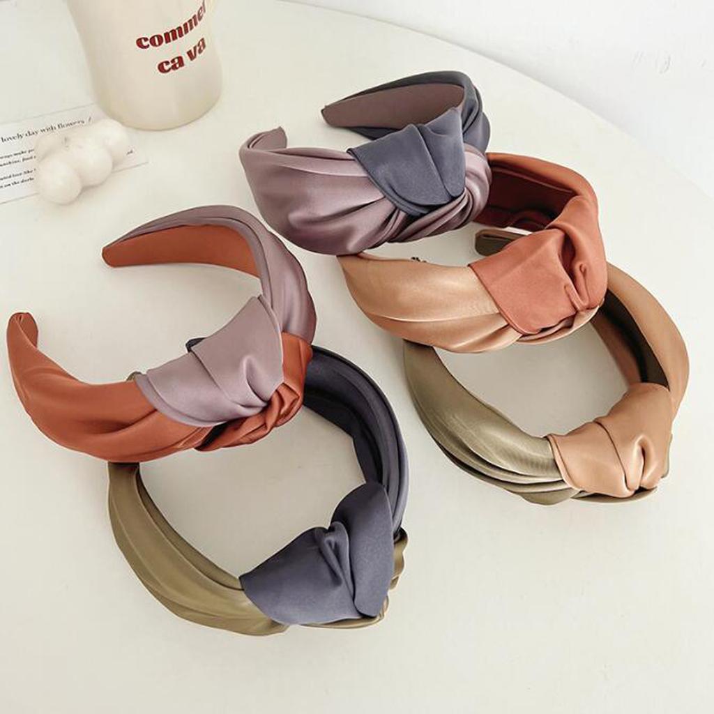 PROLY Neue Mode Damen Stirnband Breitseite Patchwork Haarband Mädchen Herbst Turban Knoten in der Mitte Haarschmuck