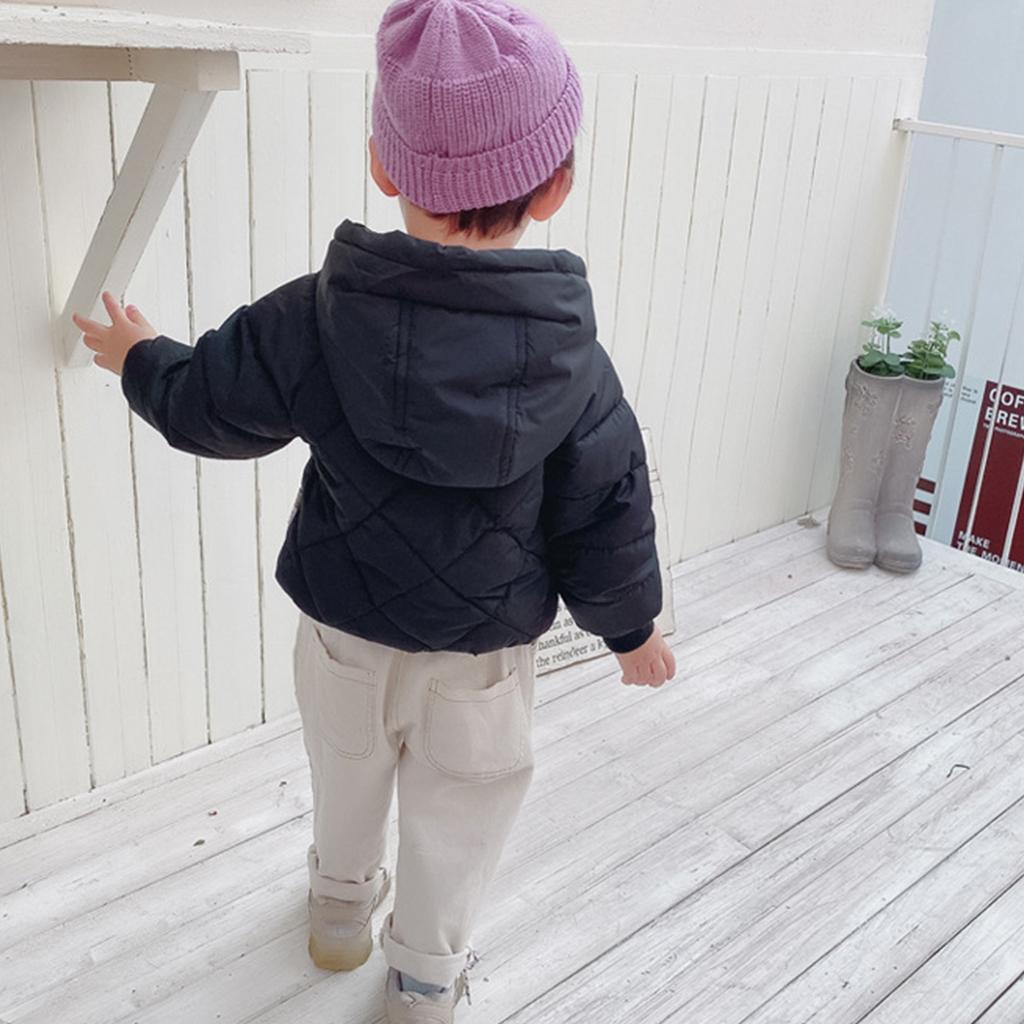 Boys And Girls Baby Thickened Hooded Jacket In Small Children Down Cotton Clothing Short