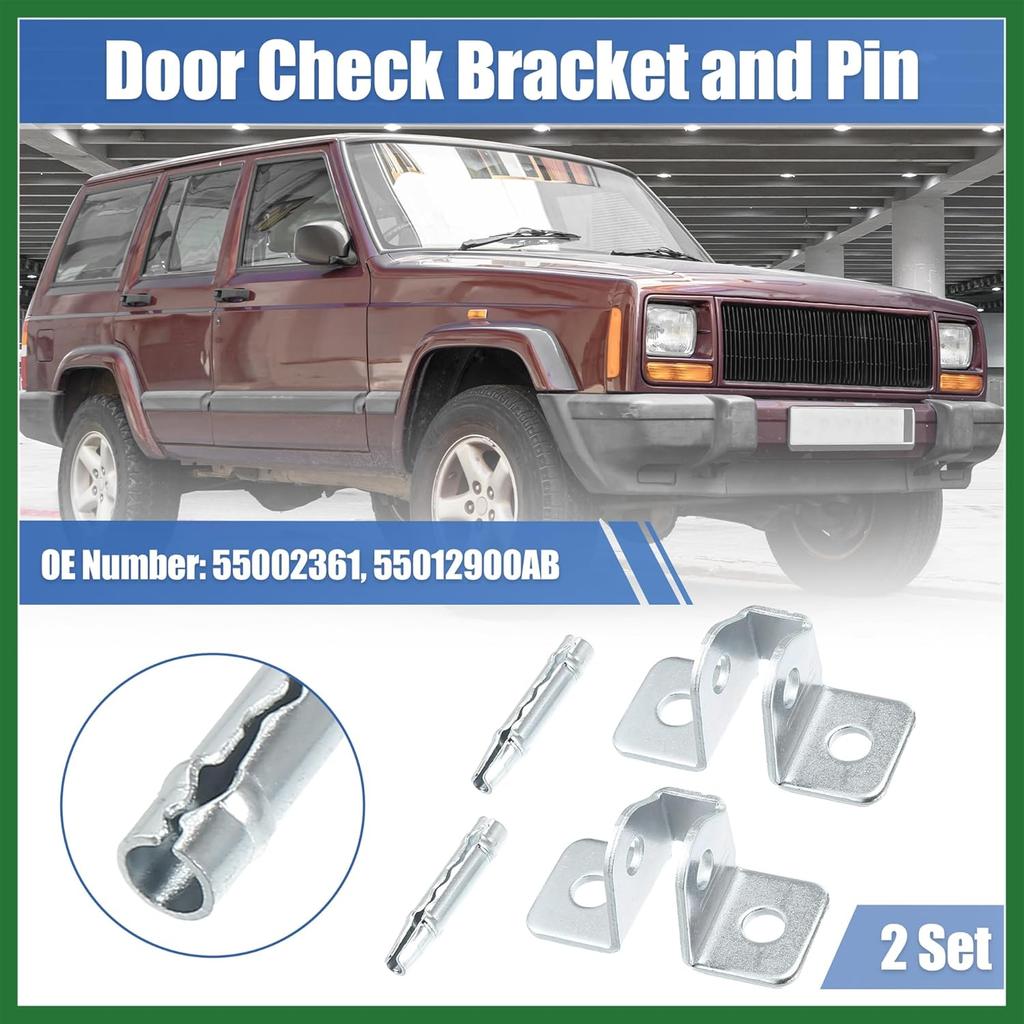 Motoforti 2 Set Door Check Bracket and Pin for Jeep Cherokee 1984-2001 55002361 2 Door Check Arm Assembly Repair Set on Driver Passenger Side Door