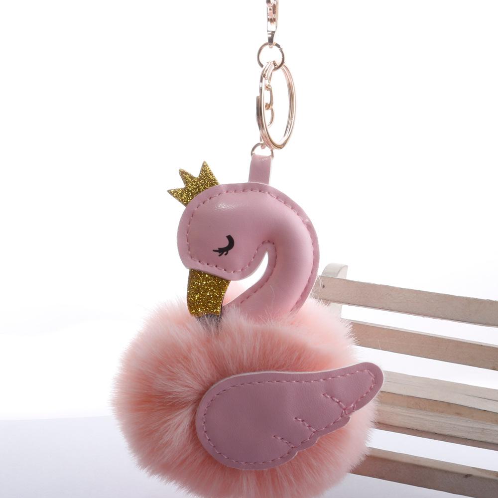 Swan Shape Hair Ball Key Chain Pendant Bag Pendant Handicraft Gift