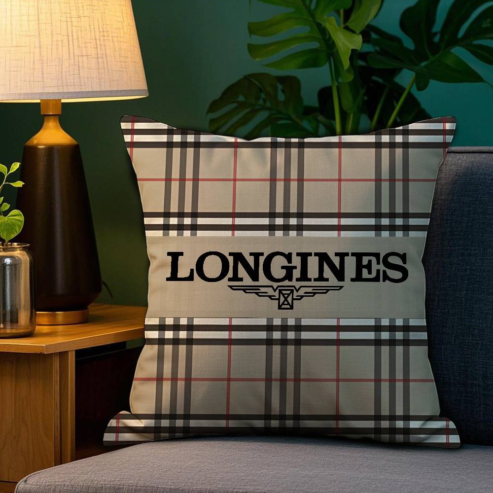 

Classic Brand L-Longines Pillow Case Plush Fabric Soft Double Sided Print Home Sofa High Quality Cushion Cover Throw 20x20Inch