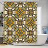 Vintage Boho Floral Shower Curtain Decorblack Yellow Green White Pattern Waterproof Fabric Modern Bathroom Accessories