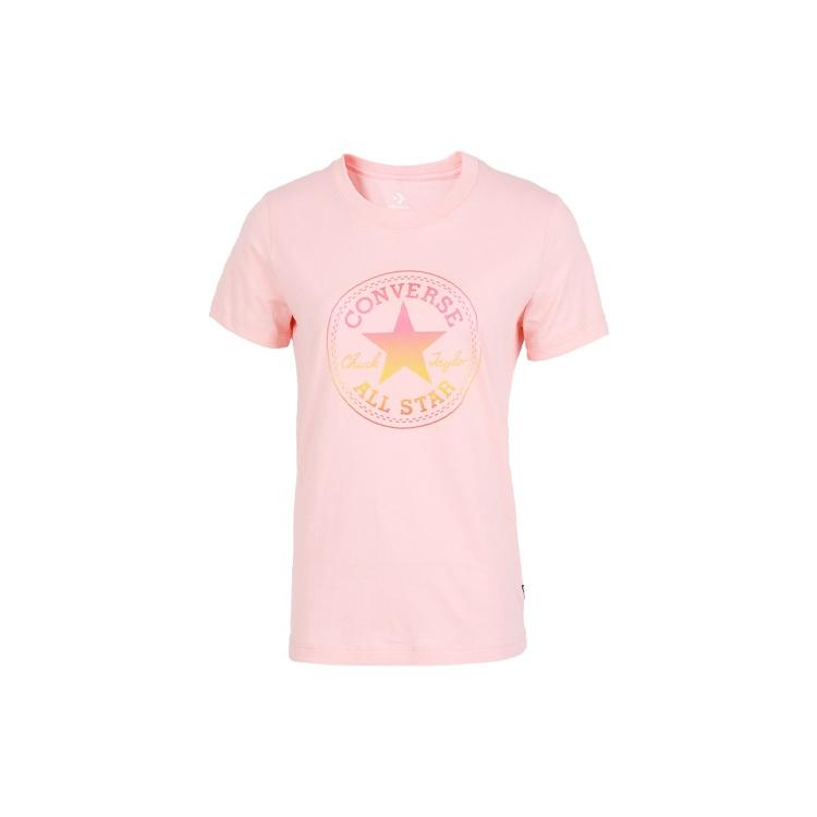 (WMNS) Converse Alphabet Pattern Printing Round Neck Short Sleeve Pink Women s 10017088-A03 M
