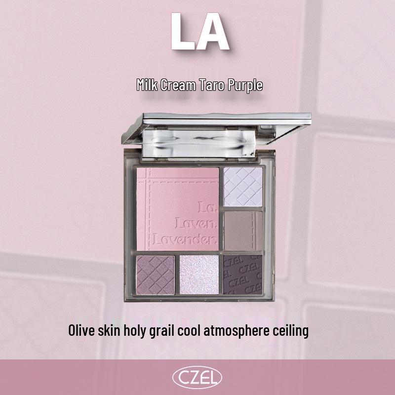 CZEL Earth Tone Eyeshadow & Blush Palette: Gray-Pink Gradient, Matte, Light Makeup All-in-One