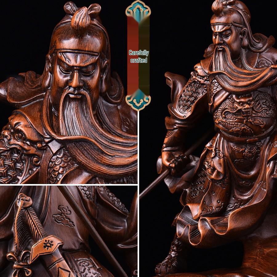 Guan Gong God of Wealth Statue - Attracts Prosperity, Worship Niche Decor.