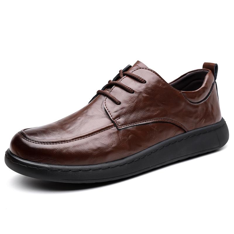 Fashion Big Size Spring New Men's Business Casual Leather Shoes High Quality Soft Soled Shoes for Man Fashion Black Lace Loafers Male