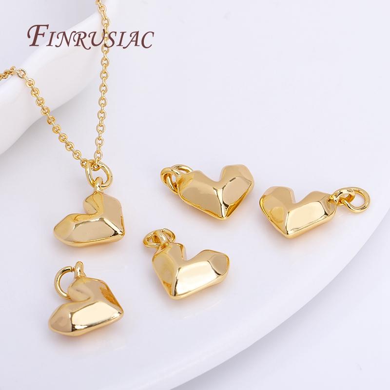 14x12mm 18K Gold Color Plated Brass Heart Charms Pendants For Necklace Making,Trendy Charms DIY Jewelry Findings Accessories