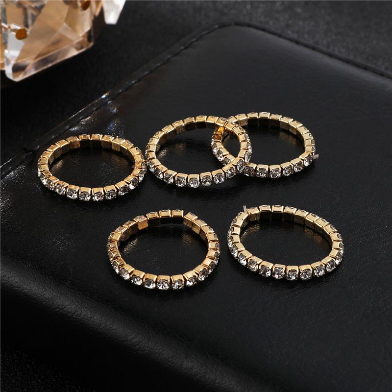 Single Row Rhinestone Ring, Elastic Ring, Diamond-Set Ring, Mixed Batch Elastic Ring