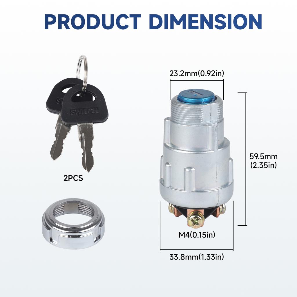 Key Switch Engine Ignition Switch 2 Keys 12V 3 Position 3 Connection Terminal For Car Motorcycle Tractor Forklift Battery Switches5