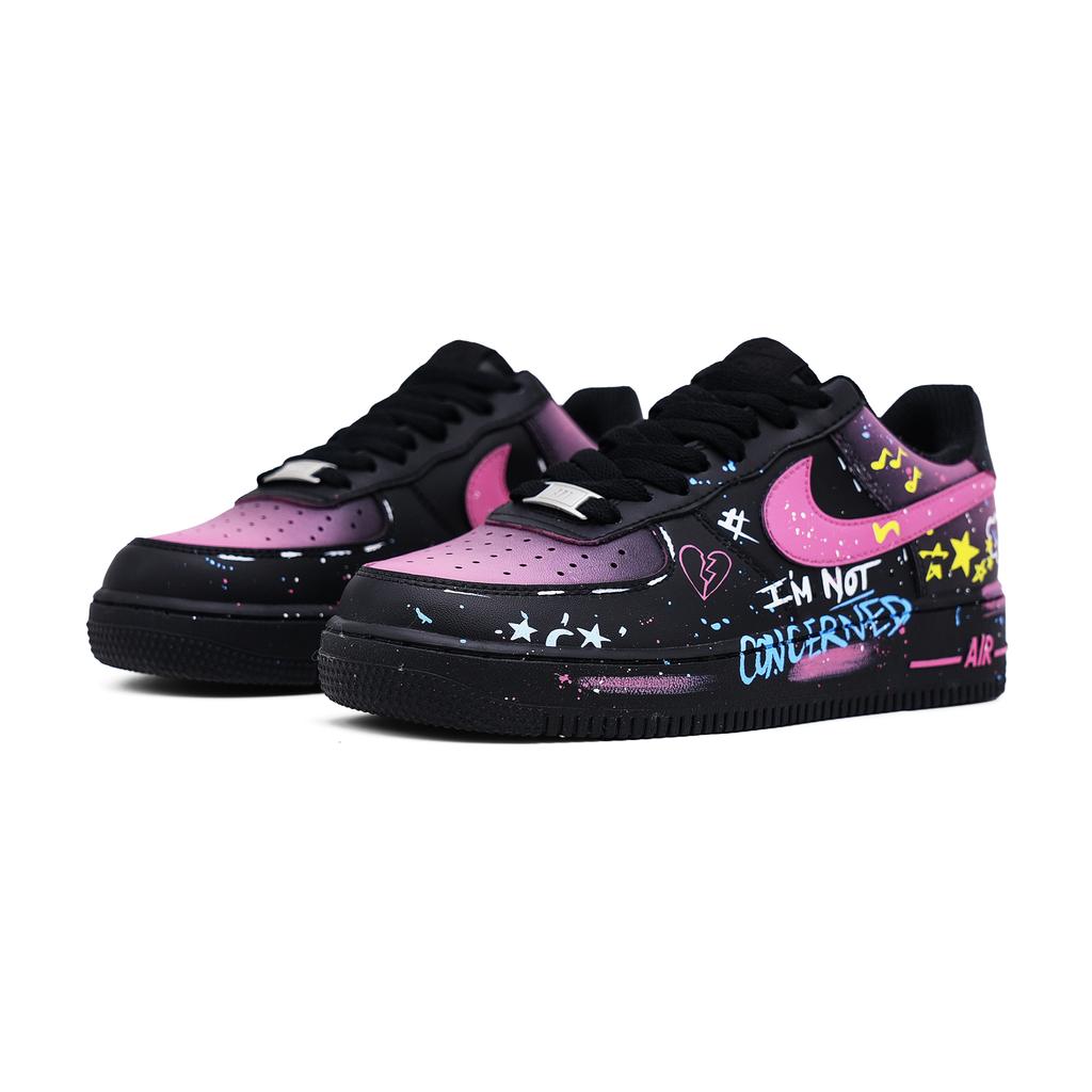 Nike Air Force 1 Macaron Skórzane Niskie Buty Skateboardowe Unisex Czarne Różowe CW2288-001(Drużyna997-)