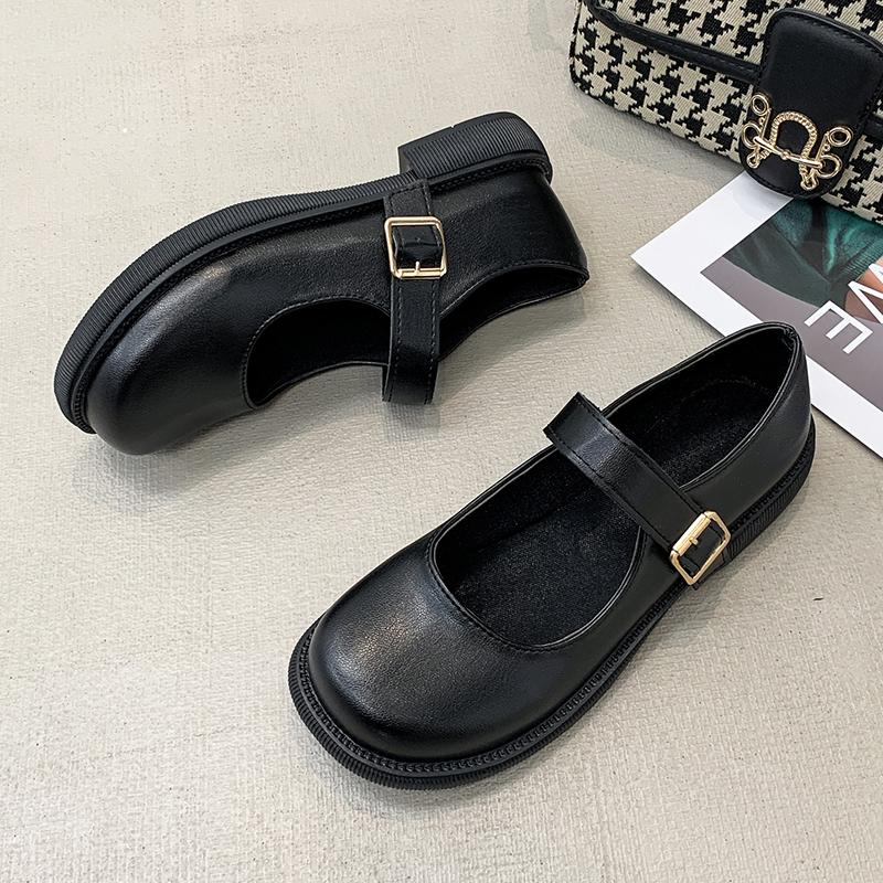 

мода 2024 года, круглый носок, модные женские туфли в британском стиле, ретро, неглубокий носок, универсальные женские одинарные туфли 38