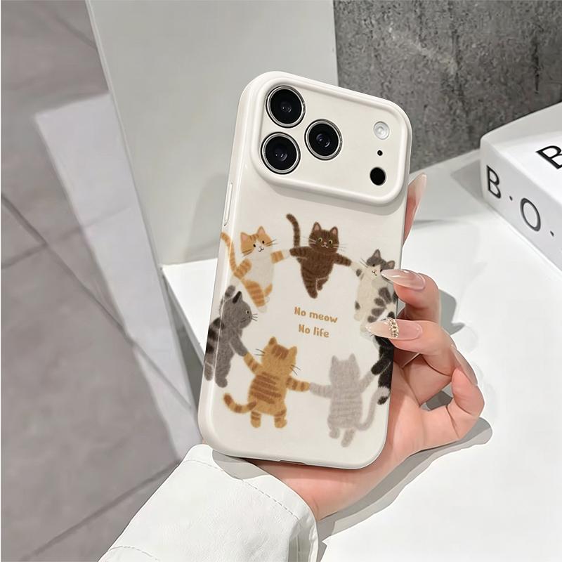Purrfect Cat Circle No Meow No Life Adorable Graphic Art Film Aesthetic Protective Shockproof Bumper Case Cover For iPhone 13 14 15 16 17 Pro Max Plus