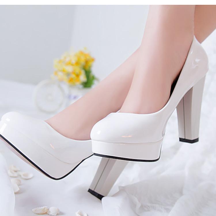 Women's Plus Size High Heels Simple Shoes Casual Pointed Toe Thick Heel Work Single Shoes Solid Color 34-42