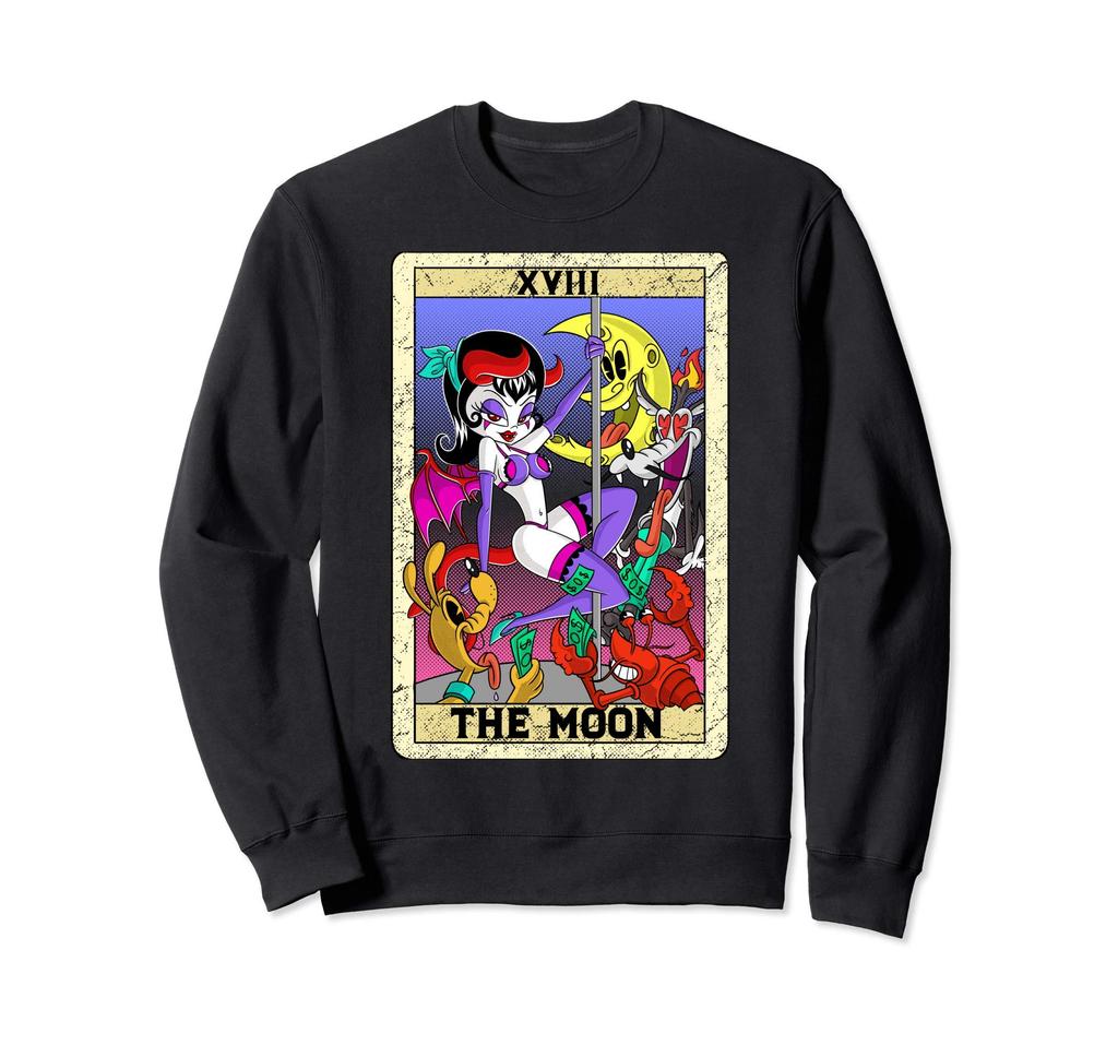 Sexy Moon Pin Up Tarot Cards, Vintage 30s Comic Style XVIII Tarot Cards, Sexy Moon Pin Up Tarot Sweatshirt