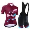 Womens Cycling Jersey Bib Shorts Set Short Sleeve Road Bike Outfit Breathable Quick Dry Performance Wear