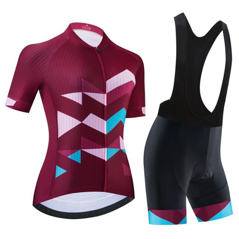 Womens Cycling Jersey Bib Shorts Set Short Sleeve Road Bike Outfit Breathable Quick Dry Performance Wear