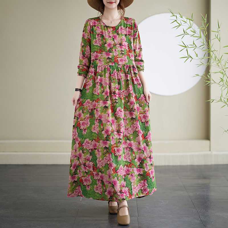 

Платья в отпускном стиле с круглым вырезом, винтажные, длинные, закрывающие тело 2XL