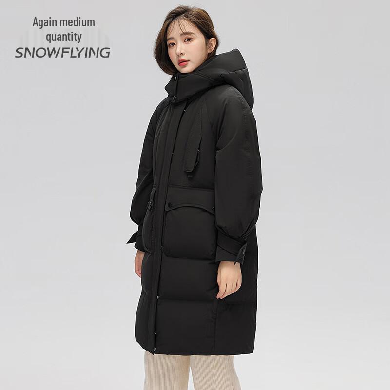 SNOWFLYING Women's Removable Hood Mid-Length Parka Down Jacket