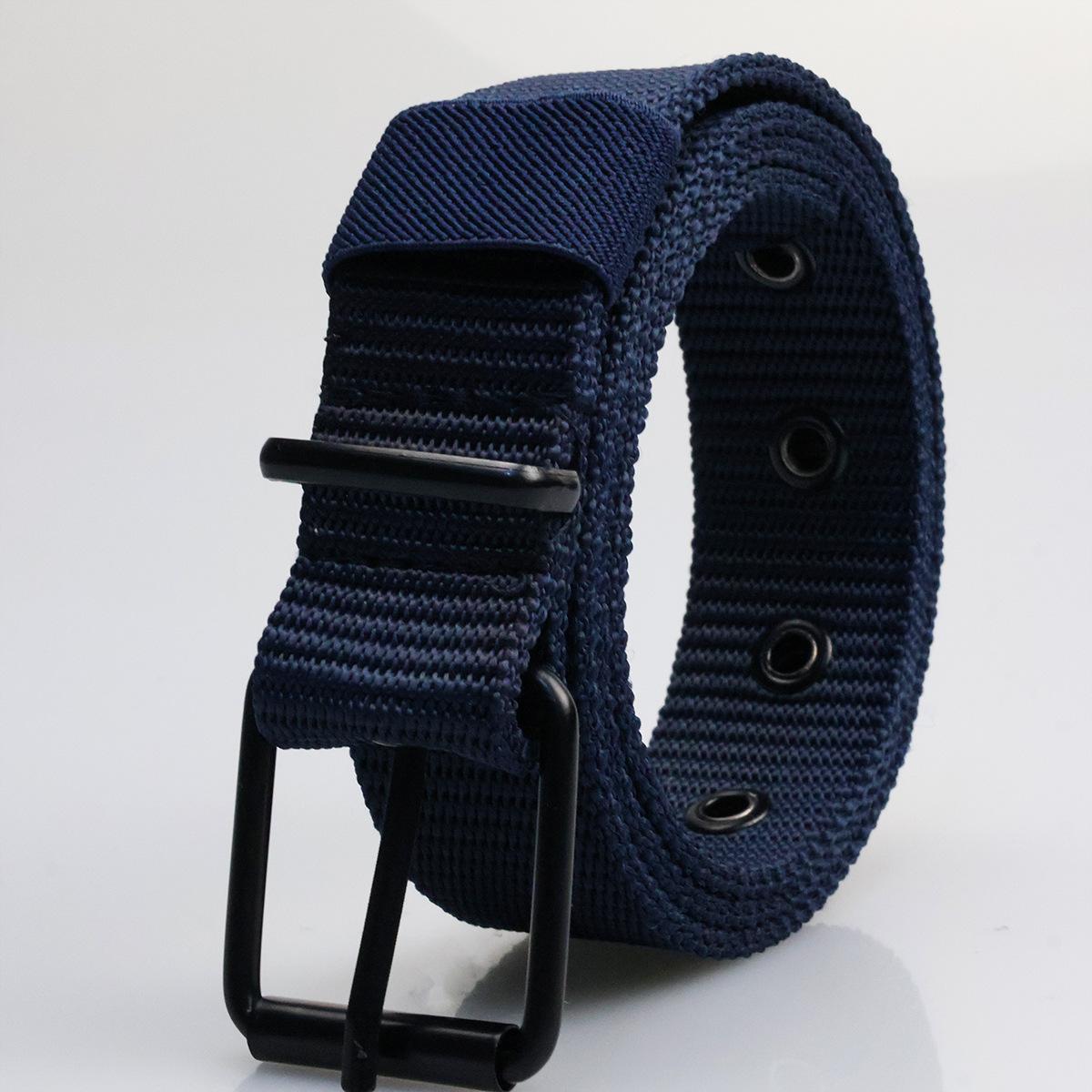 

New Porous Pin Buckle Canvas Belts Men s Fashion Versatile Belt Student Youth Military Training Extended Denim Designer Belt 110cm