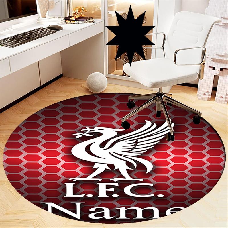 Custom Name Liverpool Football Club Printed Round Rug Carpet Chair Rug Area Rug Entryway Doormats,for Office Chair Living Room Bedroom Kitchen Room.