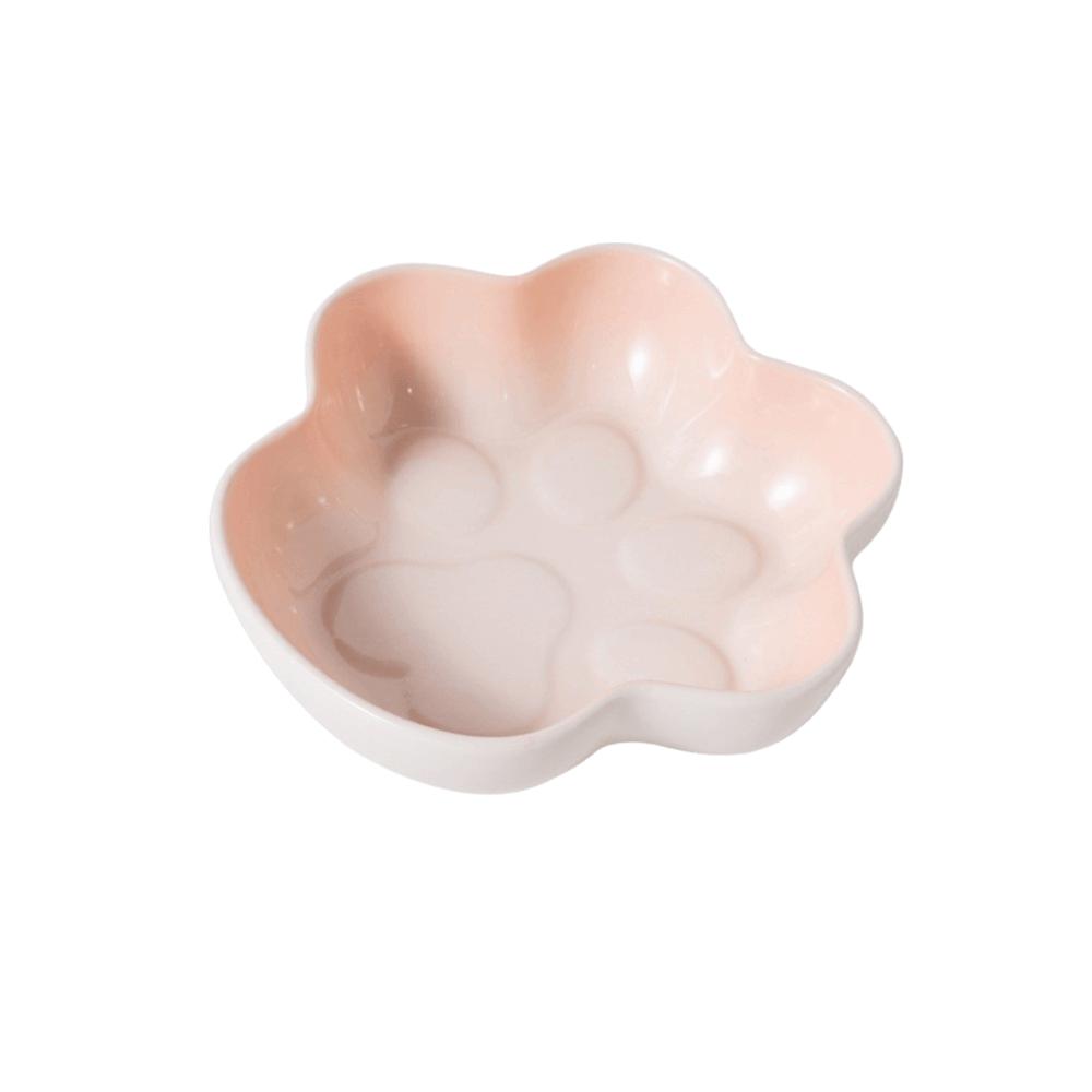 Paw Shaped Pet Food Bowl Non-slip Cat Food Water Bowl Cute Ceramic Cat Bowl Multi-Pet розовый