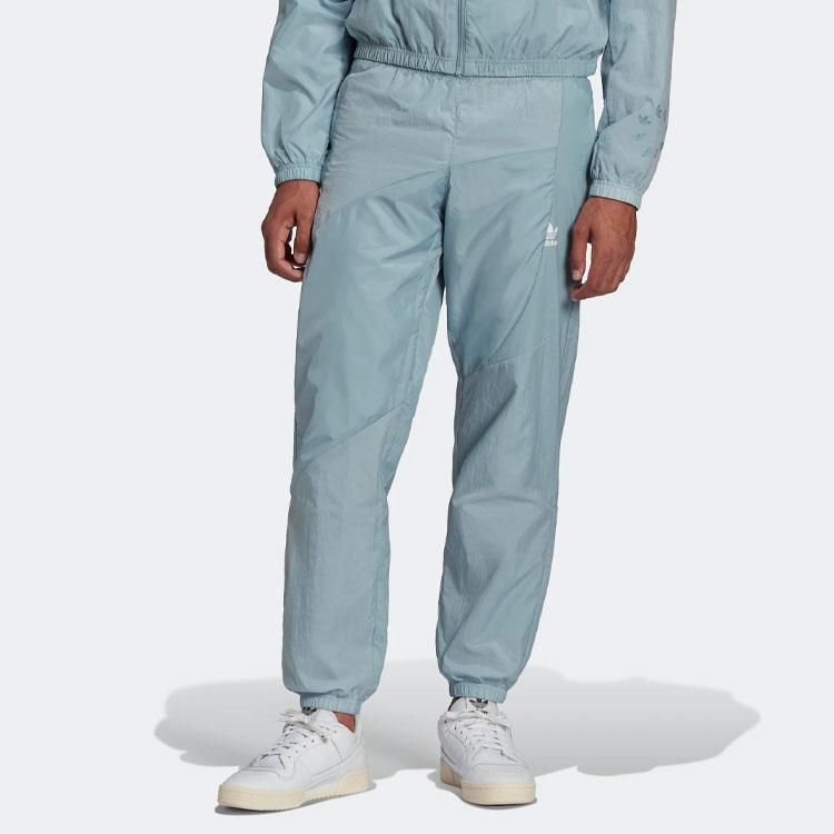 Adidas Originals Trefoil Casual Spliced Solid Color Sweatpants Men Bottoms Teal-Blue HC4513