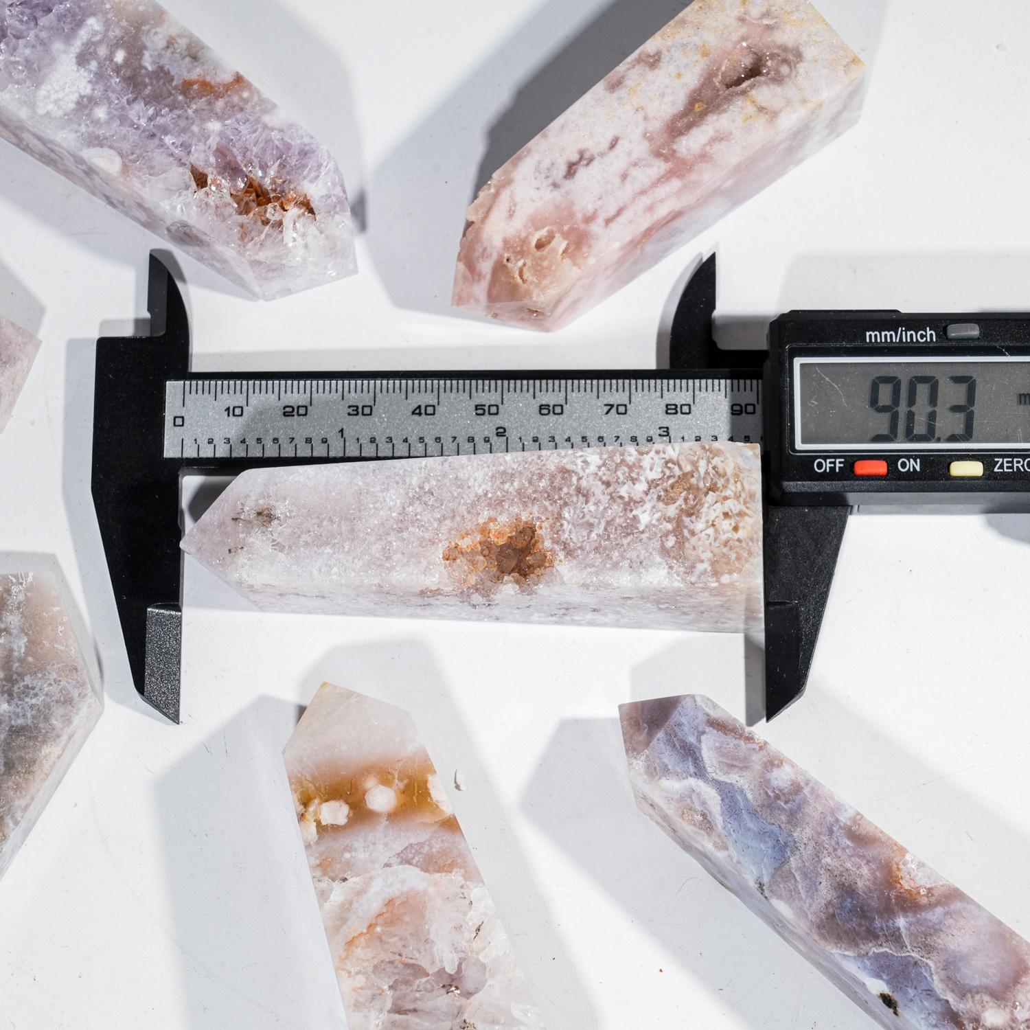 Raw Pink Amethyst Magic Tower Spirit Crystal Crafts Pink Amethyst Healing Stones Crystal Tower Point for Decoration 9-10CM