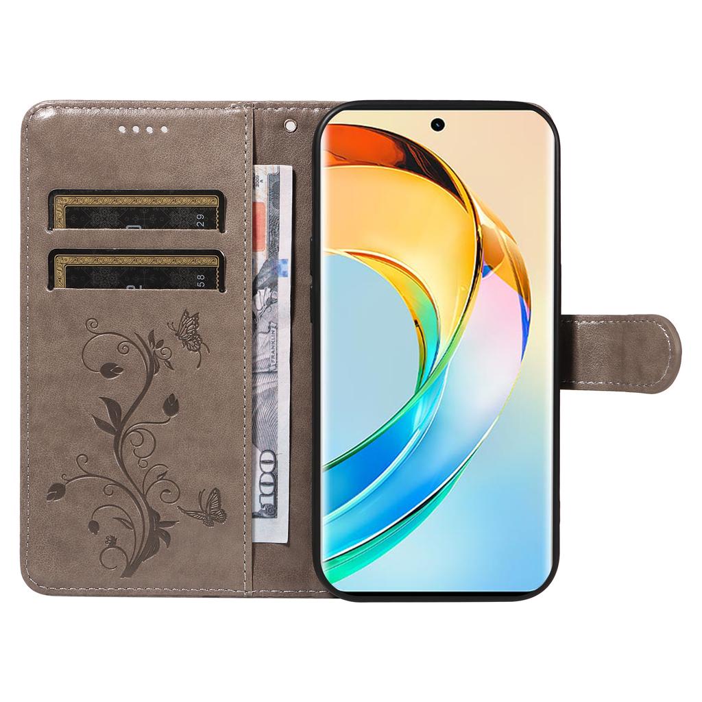 For Honor Magic6 Lite 5G/X9b 5G/X50 5G PU Leather Cases Flower Pattern Wallet Stand Phone Cover with Strap