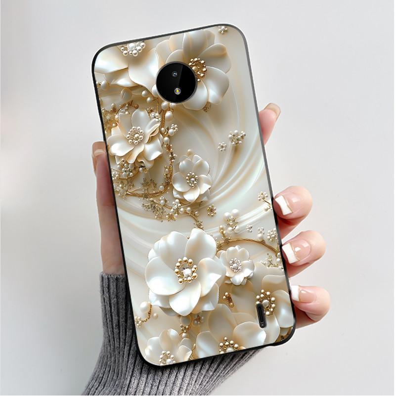 For Nokia C10 C20 C20 Plus Phone Case Luxury Fashion Butterfly Flowers Black Soft TPU Full Protective Cover For NokiaC10 Casing