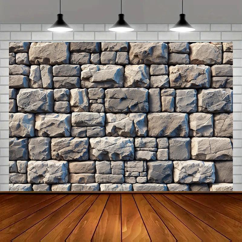 Rough stone wall textured polyester banner, multi-purpose party, photography studio background